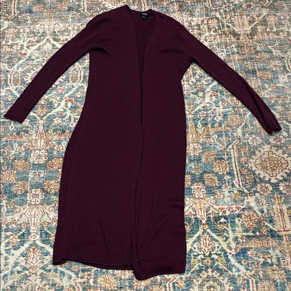 Burgundy Ribbed long cardigan size L - Picture 1 of 10